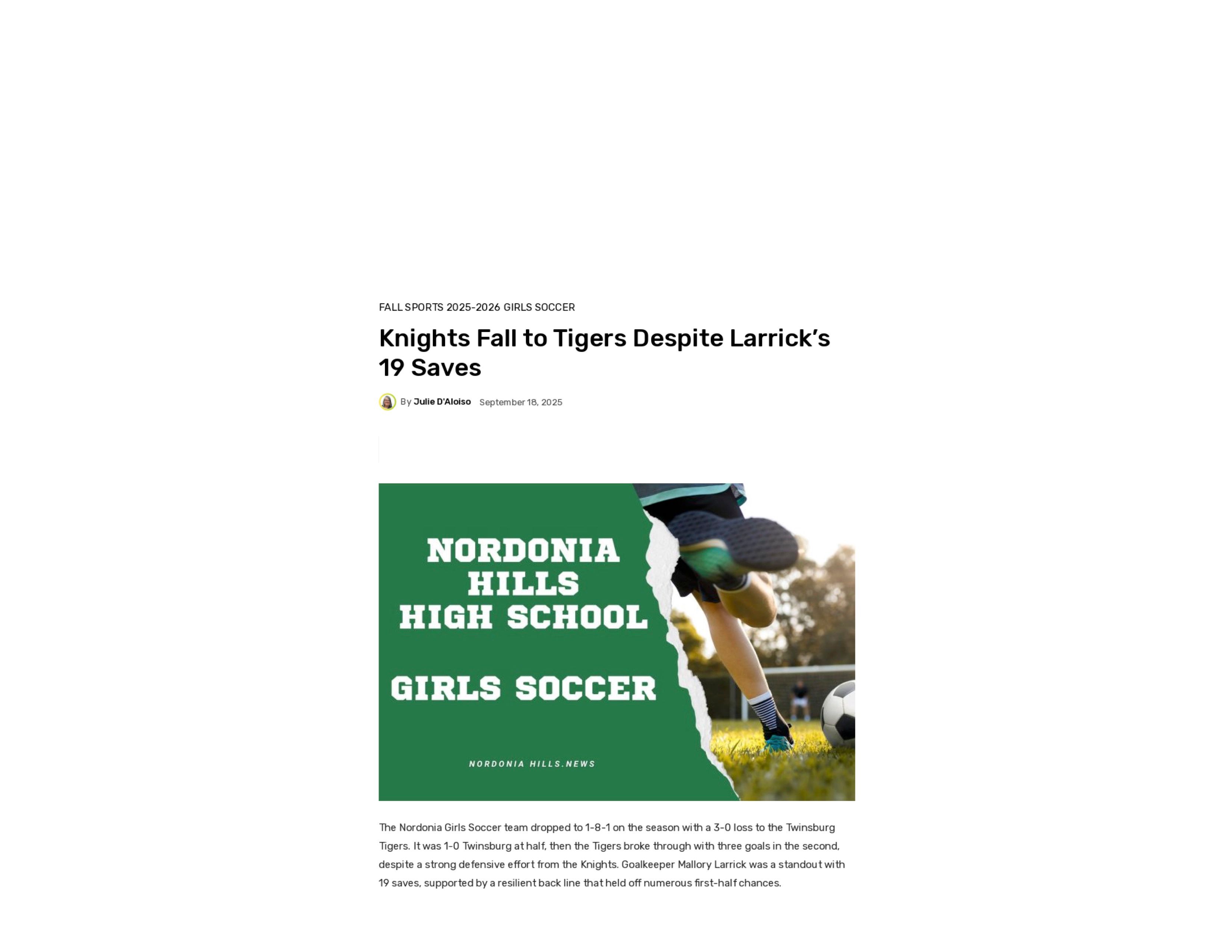 2025 09 18 Nordoniahills News Girls Soccer Article Photo